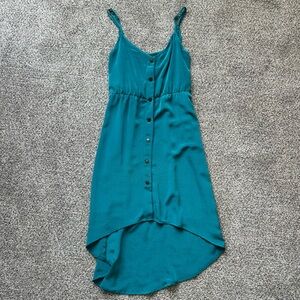 Teal Hi-Low Button Down Dress